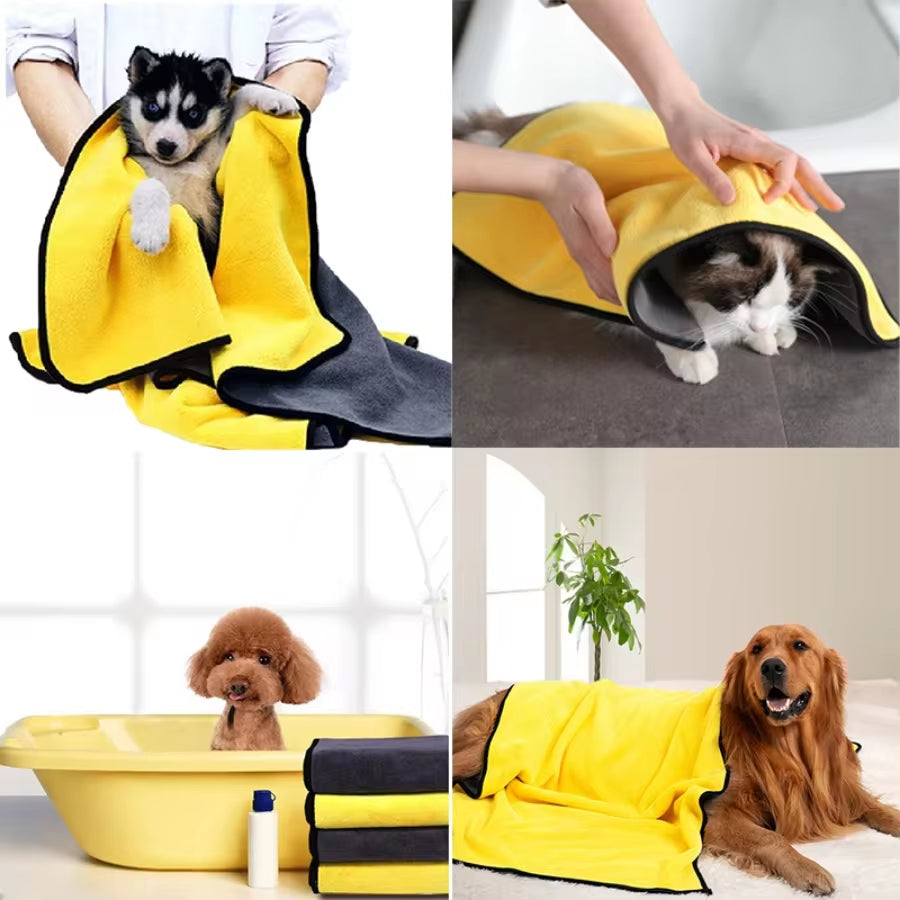 New Pet Dog Absorbent Towel Microfiber Dog Bathing Towel Dog Bathrobes Wiping Cloth