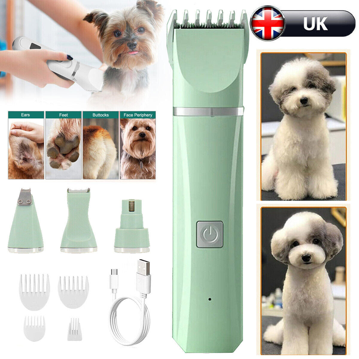 Professional Pet Dog Grooming Clipper Thick Fur Hair Trimmer Electric Shaver Set